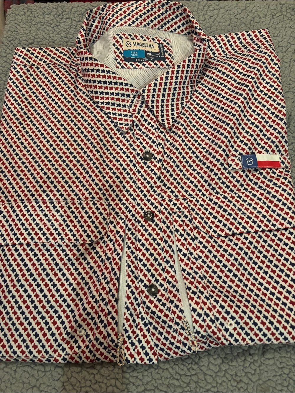 NWOT Magellan Fishgear local state Texas Print Button-Down Shirt